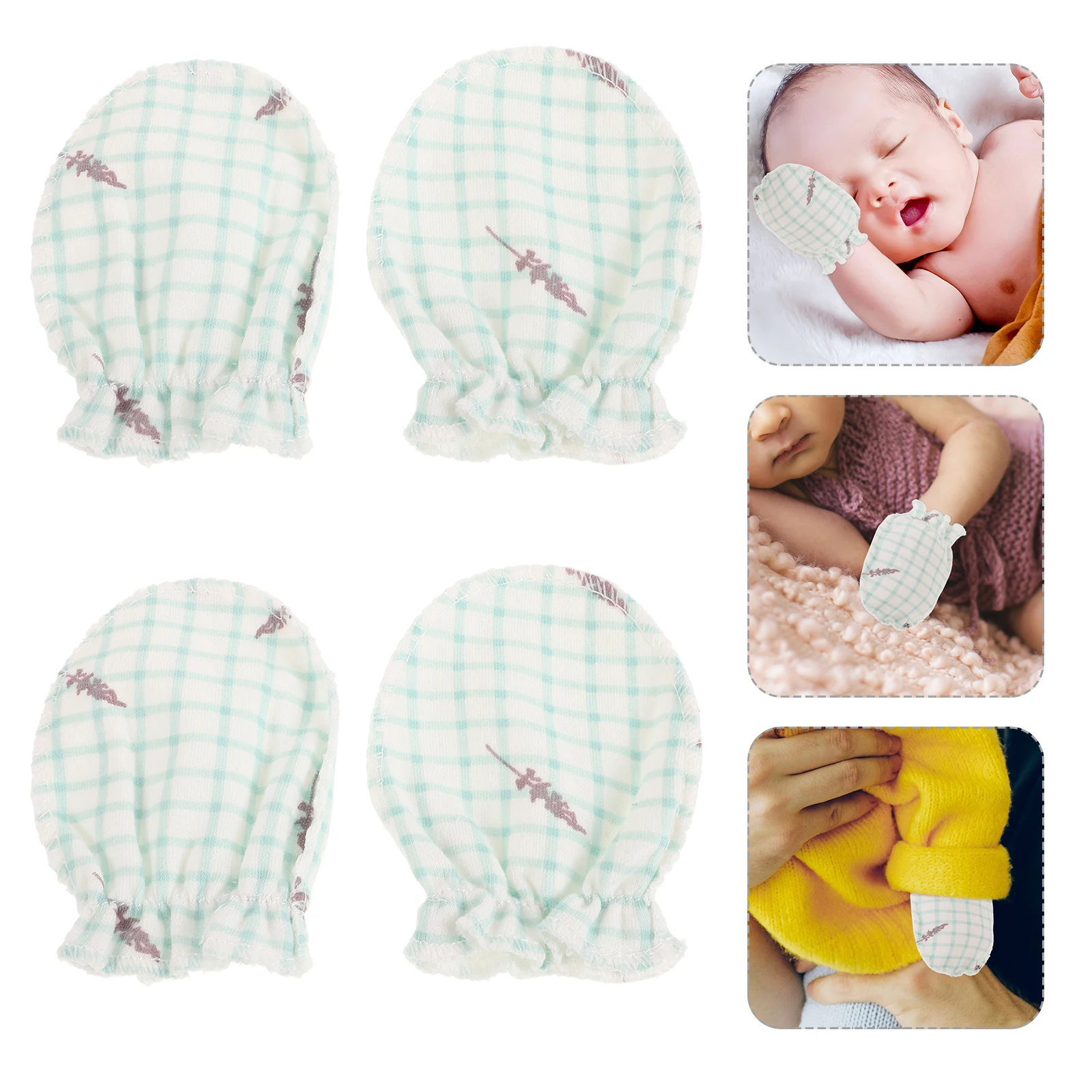 

4pcs Anti-scratch Mittens Baby Breathable Summer Newborn Cotton No Scratch Glove Toddler Elastic Wrist Unisex Portable