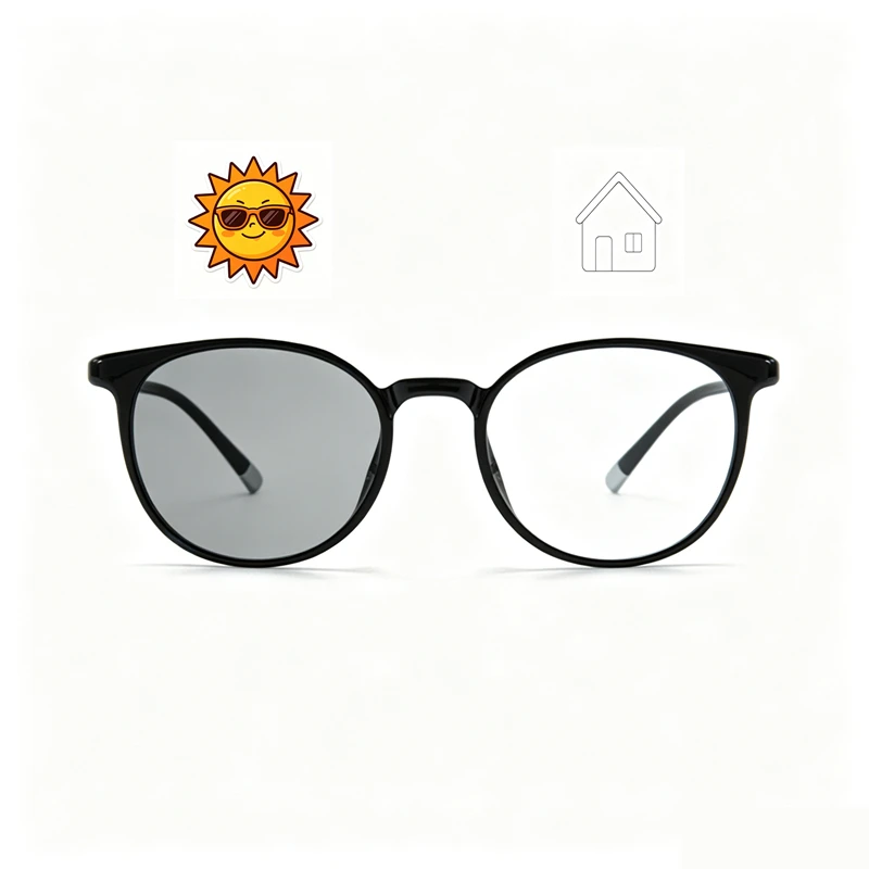 Plastic steel round tortoiseshell myopia glasses photochromic resin lenses for women's fashion myopia astigmatism customization