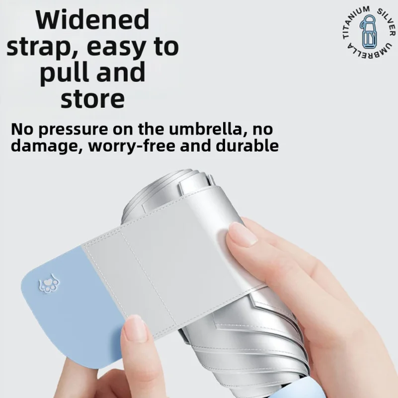 UV Protection Titanium Silver Sun Umbrella Suitable for Both Sun and Rain Portable Capsule Folding Umbrellas Lightweight