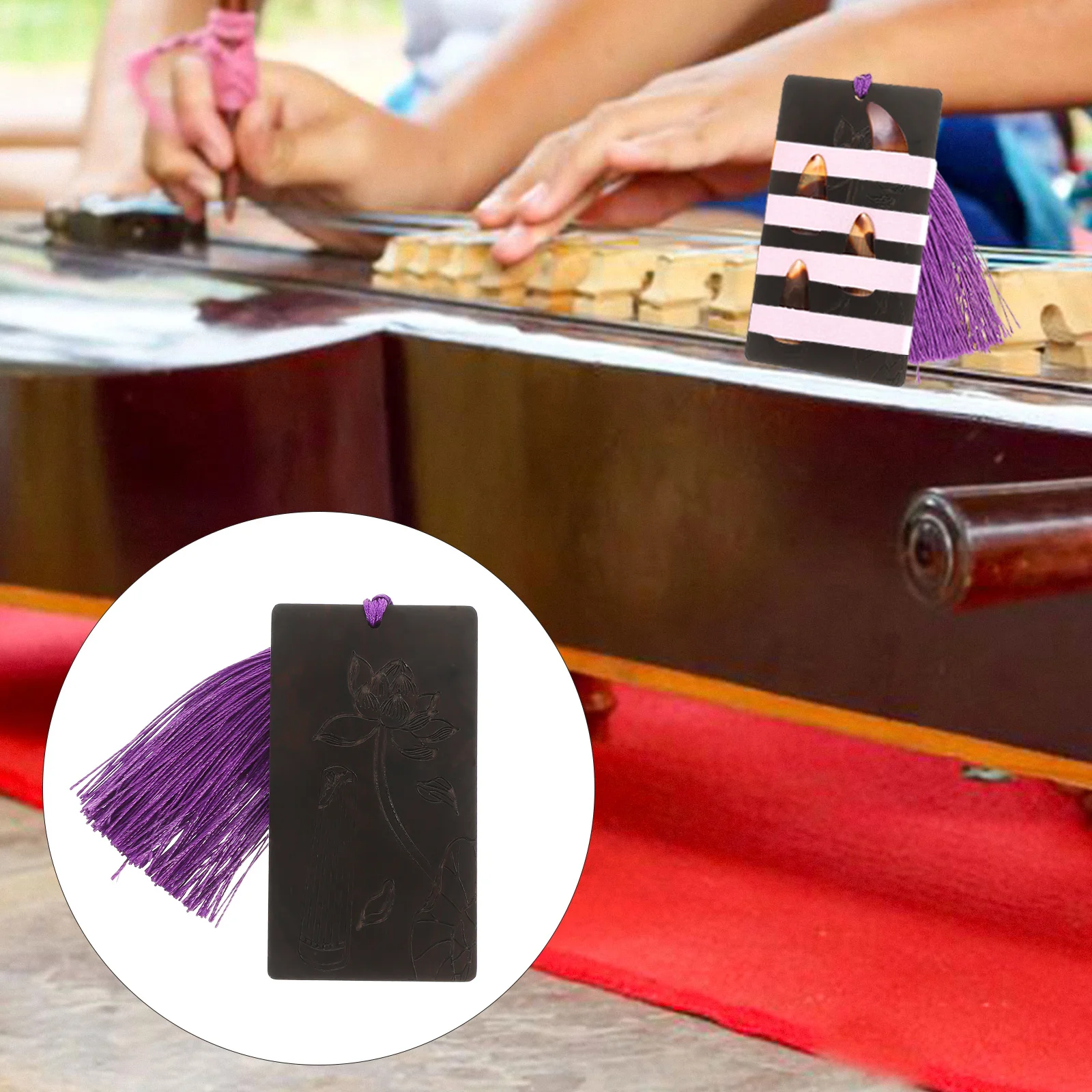 

1Pcs Sandalwood Guzheng Nail Pick Storage Board Wrap Card for Stringed Instruments Organized Pick Holder Lightweight Decorative