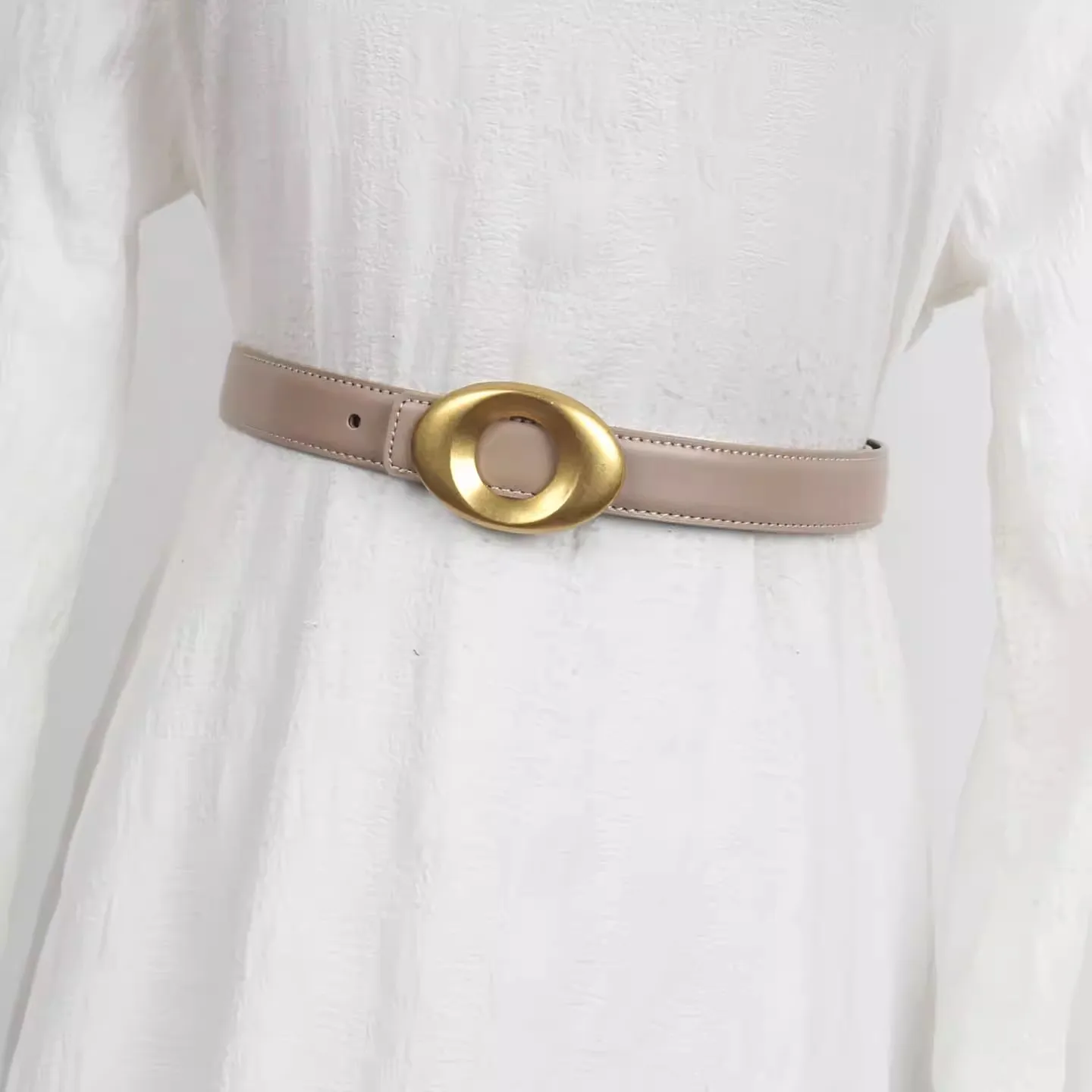 Damen-Korsett aus echtem Leder im Vintage-Stil mit goldener Schnalle, weiblicher Kummerbund, Mantel, Taillengürtel, Kleid, Dekoration, schmaler Gürtel J1847 – Detail 6