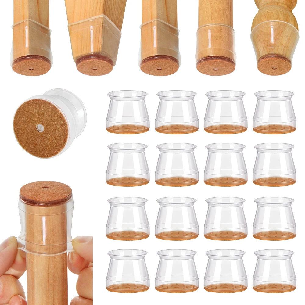 24/4pcs Chair Leg Caps Silicone Feet Protector Pads Furniture Table Covers Socks Plugs Cover Furniture Leveling Feet Home Decor