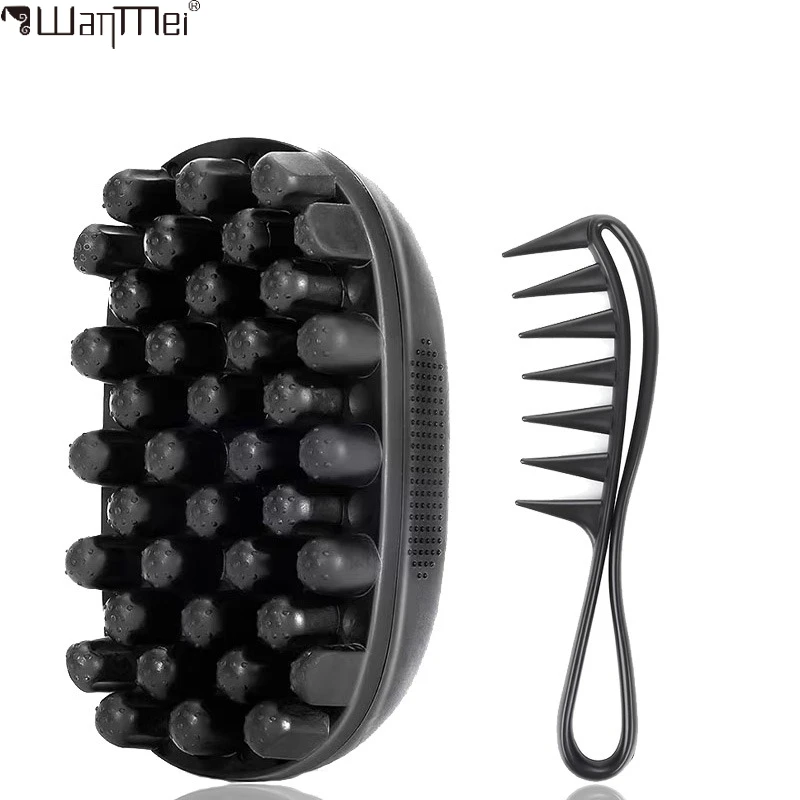2Pcs Afro Hair Styling Set Sponge Twist Hair Brush Scalp Massager Wide Tooth Afro Pick Comb Curly Dreadlocks Hairdressing Tools