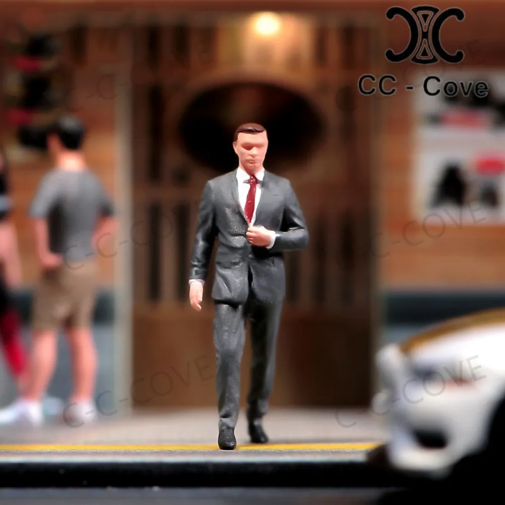 

Painted Miniatures 1/43 1/64 1/87 A Man In A Suit Wearing A Red Tie Unpainted Figure Model Toys View Decoration