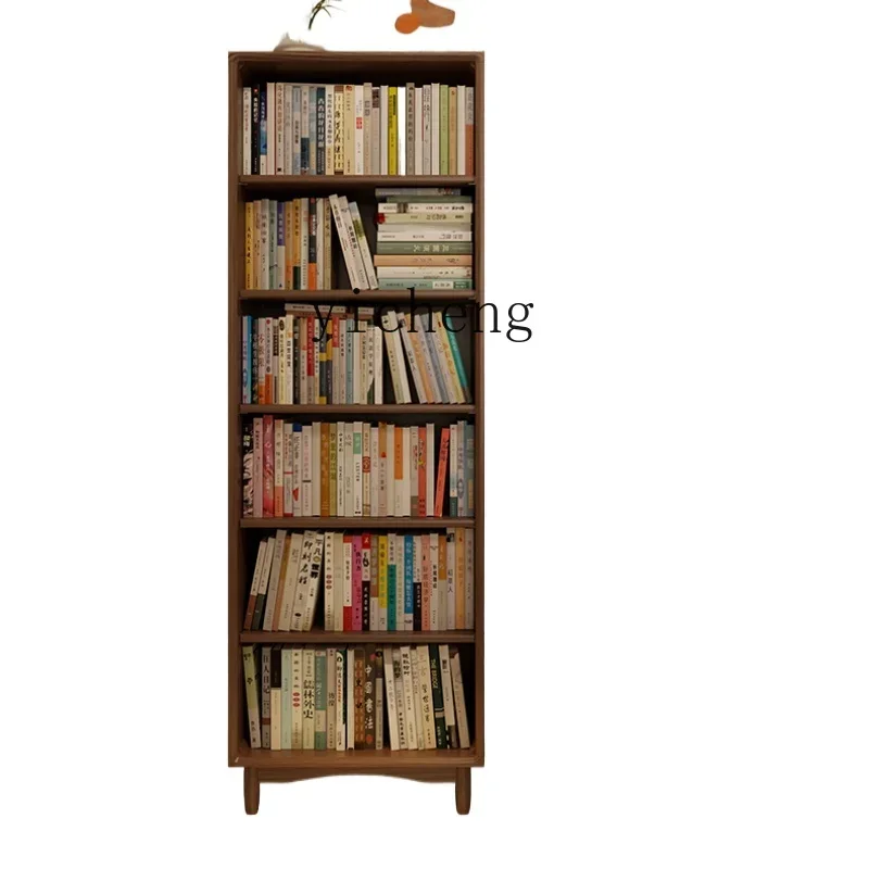 

1 Solid Wood Bookcase Floor Wall Storage Cabinet Living Room Integrated Storage Rack