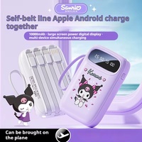 New Sanrio Power Bank 10000mah Fast Charging Large Capacity Built-In Cable Ultra-Thin Portable Can Illuminable Power Bank Gift