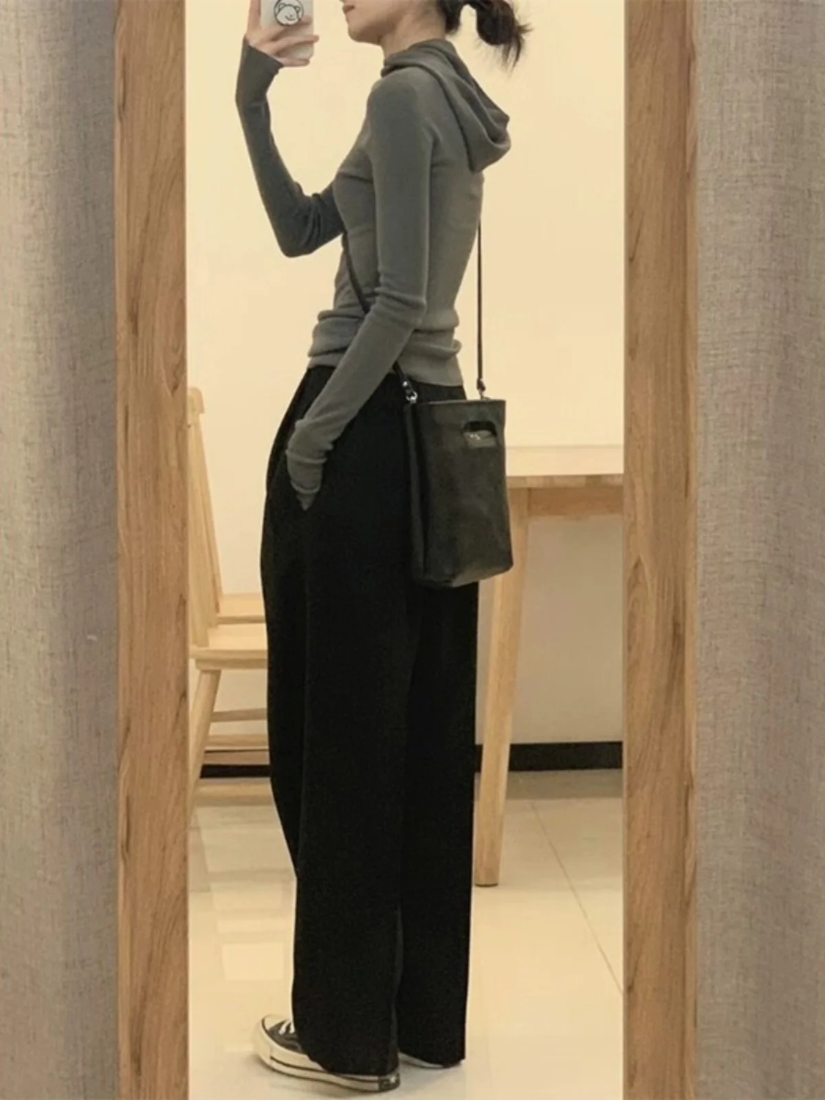 Mat japonais Sle femmes Long Sve tricoté chapeau pull coupe ajustée couche de Base irt automne hiver Design Sense Body S...