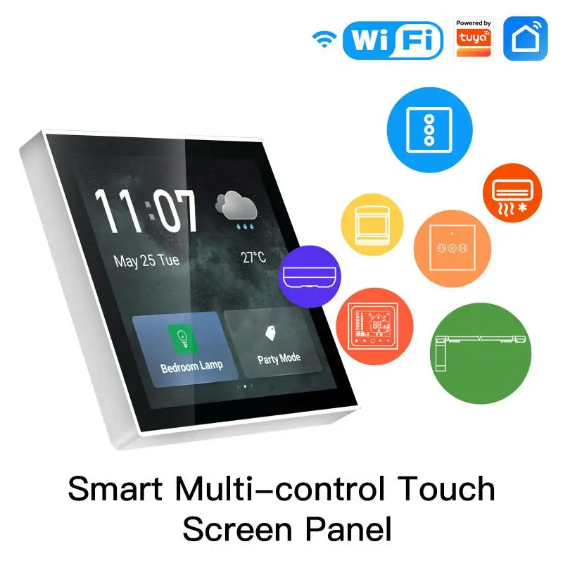 Tuya Smart T6E Multi-functional Touch Screen Control Panel 4 inches Central Control for Intelligent Scenes Smart Tuya Devices