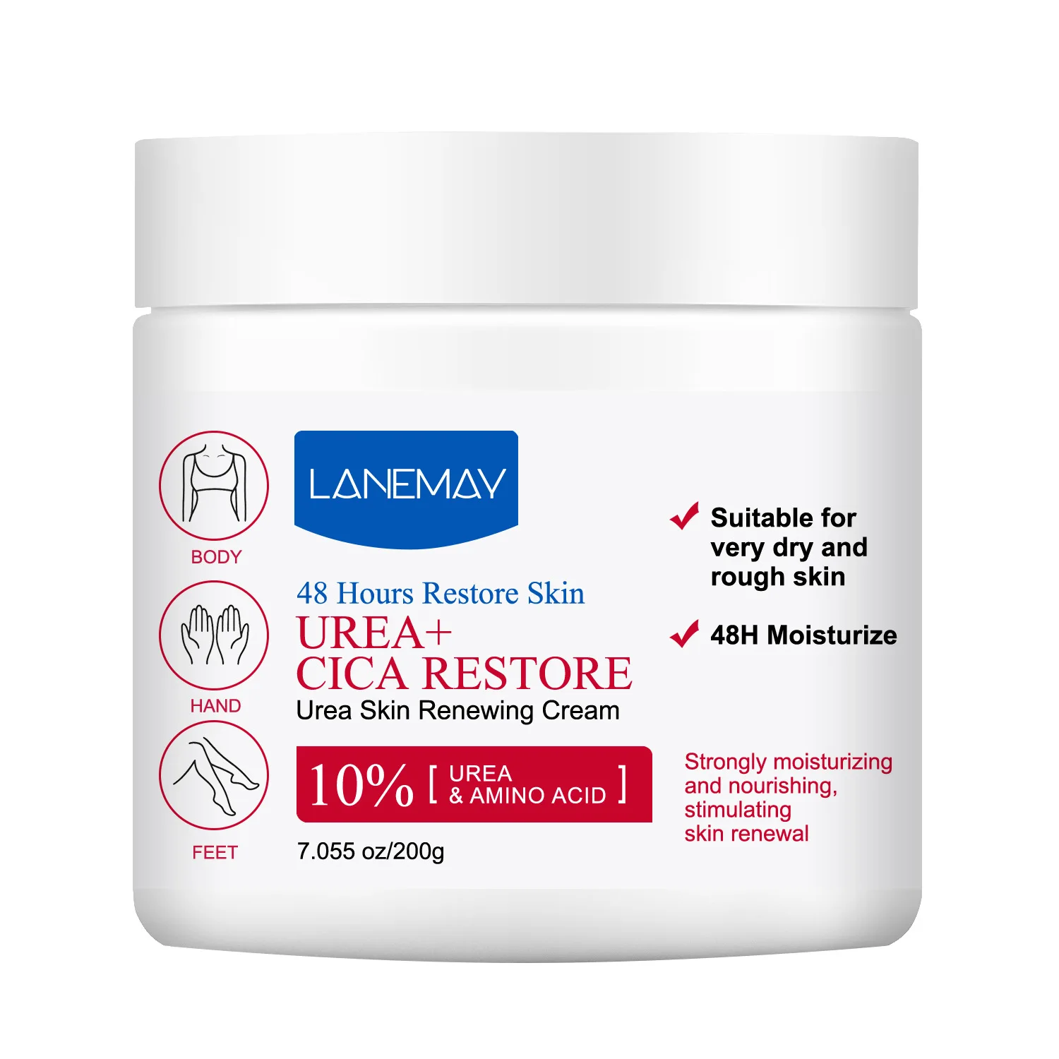 10% Urea&Amino Acid Urea+ CICA48 Hours Moisturize Restore Skin Renewing Cream Suit For Very Dry And Rough Skin Body Cream