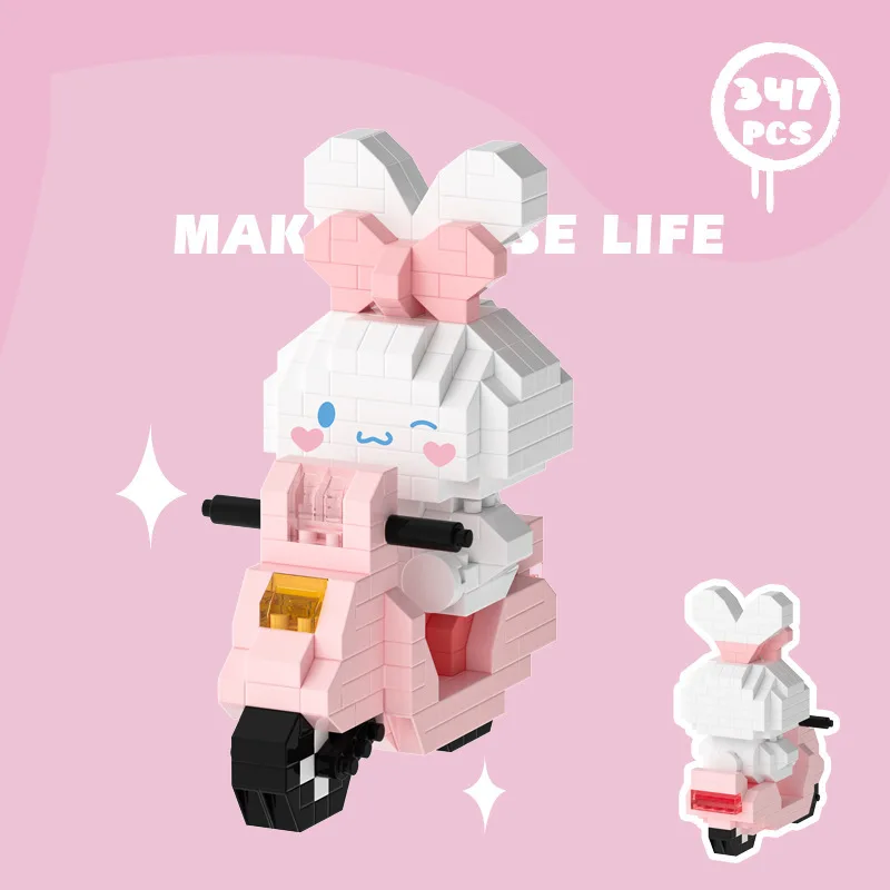 Cartoon Anime Hello Kitty Blöcke Kuromi My Melody Cinnamoroll Maus Bausteine Puppe Spielzeug Kinder Geburtstagsgeschenk