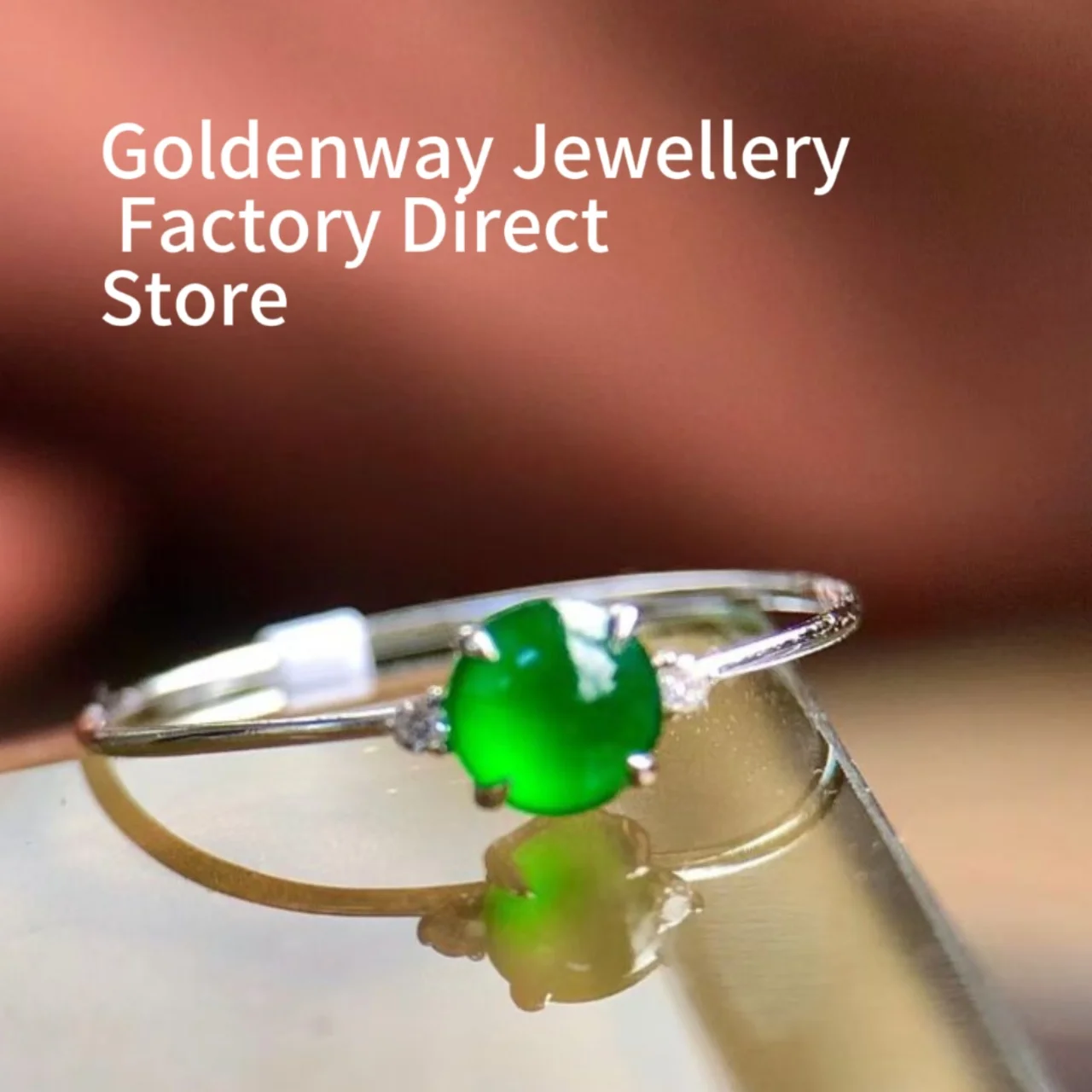 

Minimalism PT900 Real Platinum 1ct Emerald Jade & 0.01ct Genuine Diamond Ring Solitaire Ring Luxury Fine Anniversary Gifts