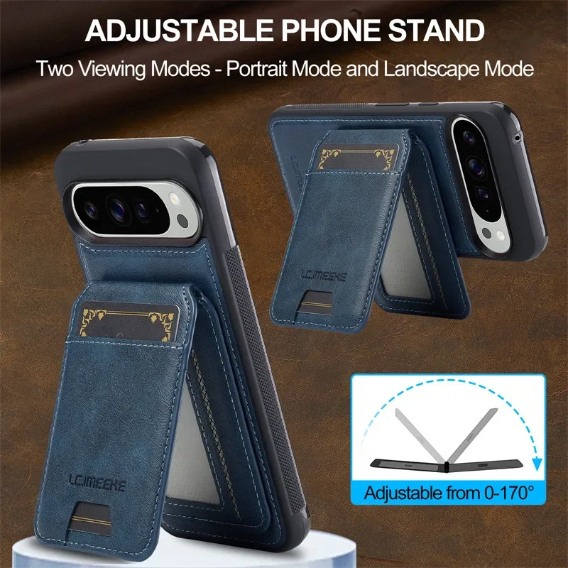2 In 1 Magsafe Magnetic Flip Leather Phone Case for Google Pixel 9 Pro XL 8 7 Pro 8A 7A Wallet Card Pocket Back Cover Coque Etui