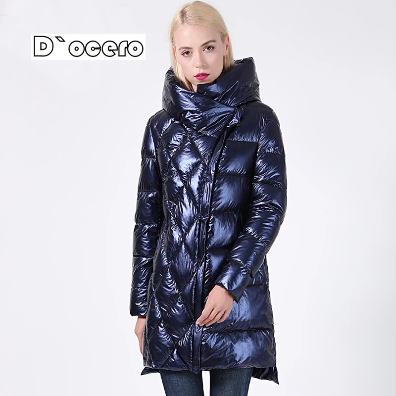 DOCERO 2022 New Winter Jacket Women Glitter Outerwear Hooded Long Women\'s Winter Coat Thick Biological-Down Jacket Parka Ceprask