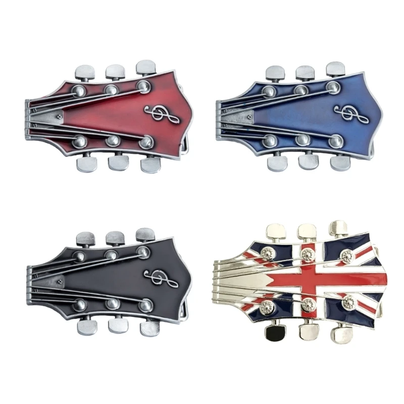 Men Fashion Belt Buckle Multi Color Metal Guitar Music Waist Belt Buckle DXAA