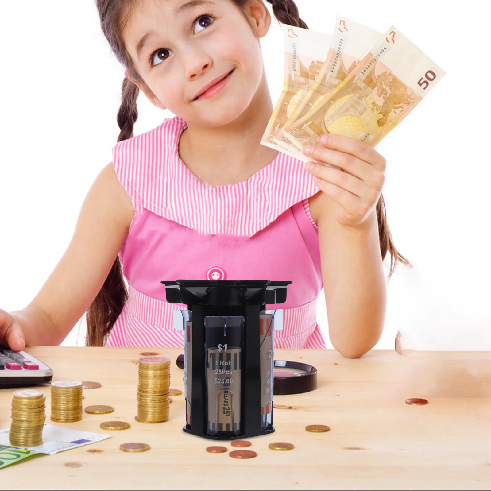 

Держатель для хранения монет с универсальным дизайном для быстрого подсчета и организации, компактный контейнер для монет для дома или офиса