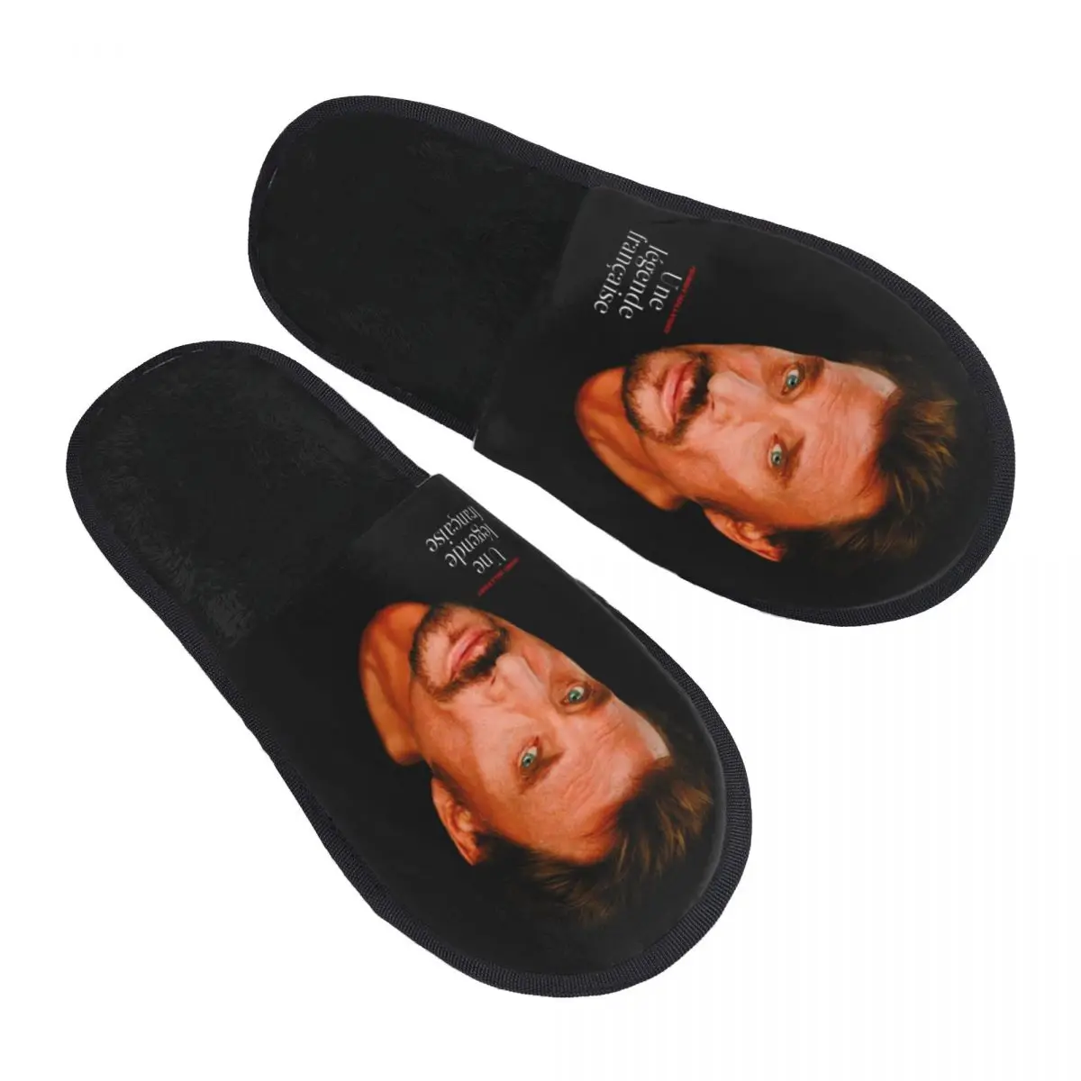 Custom Print  Cool Johnny Hallyday French Singer House Slippers Cozy Warm Rock Music Memory Foam Fluffy Slipper Indoor  Shoes