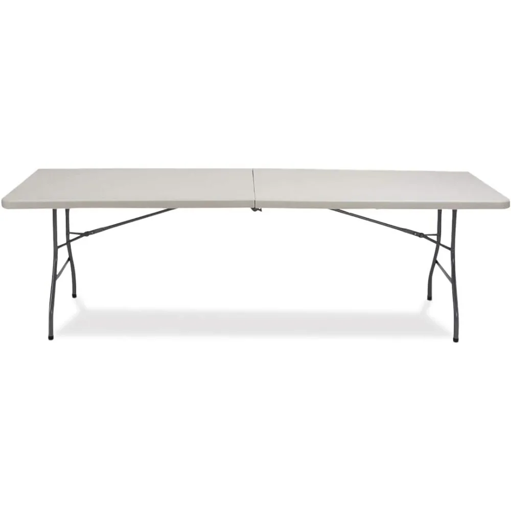 

TitanPRO Plastic Bi-Folding Table - Lightweight Folding Table - Outdoor Table for Camping Party Dining with Carrying Handle - 8