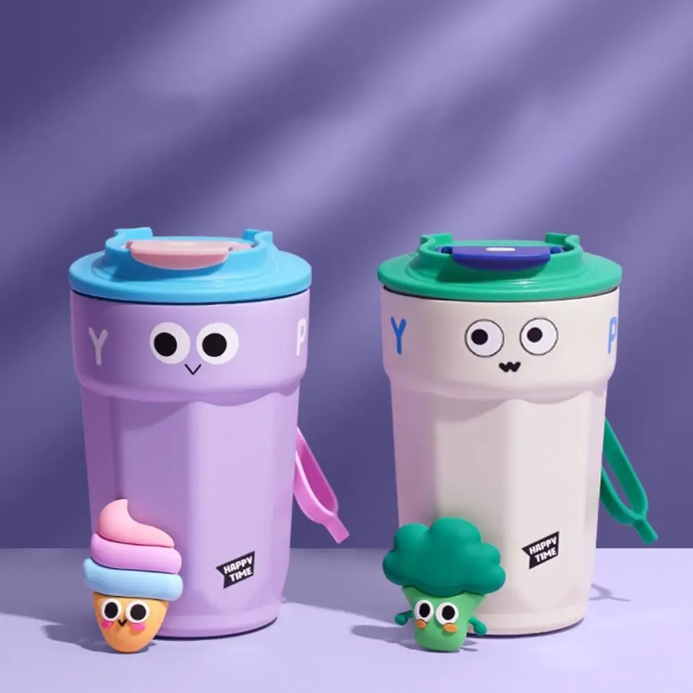 كوب عازل محمول 450 مل من الفولاذ المقاوم للصدأ قارورة حرارية لطيفة على شكل زجاجة مياه كرتونية