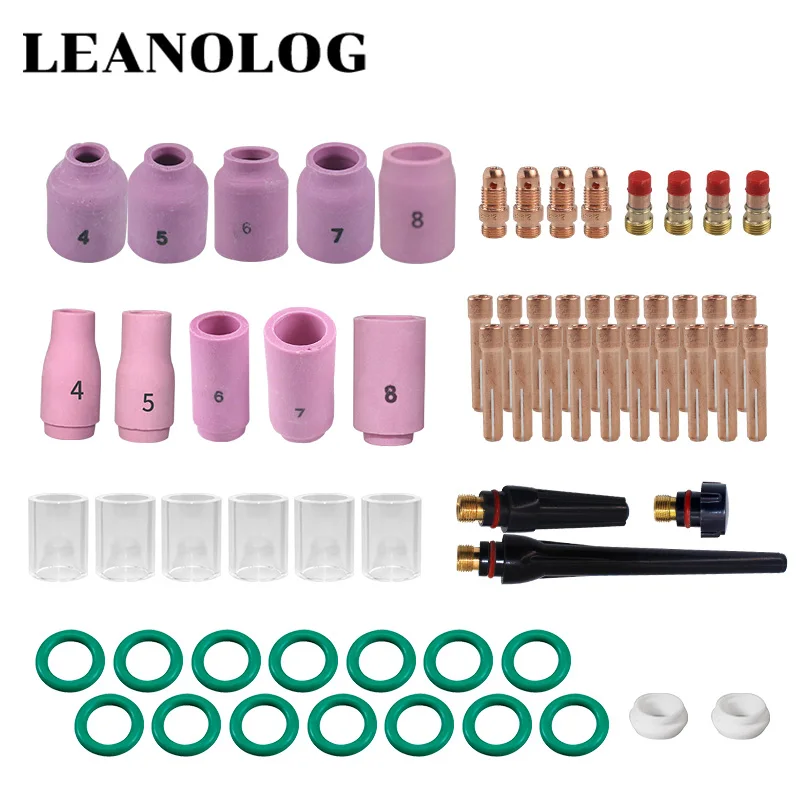 

51Pcs TIG Welding Torch Gas Lens For WP17 WP18 WP26 TIG Back Cap Collet And Collet Body Spares Kit Durable Practical Accessories