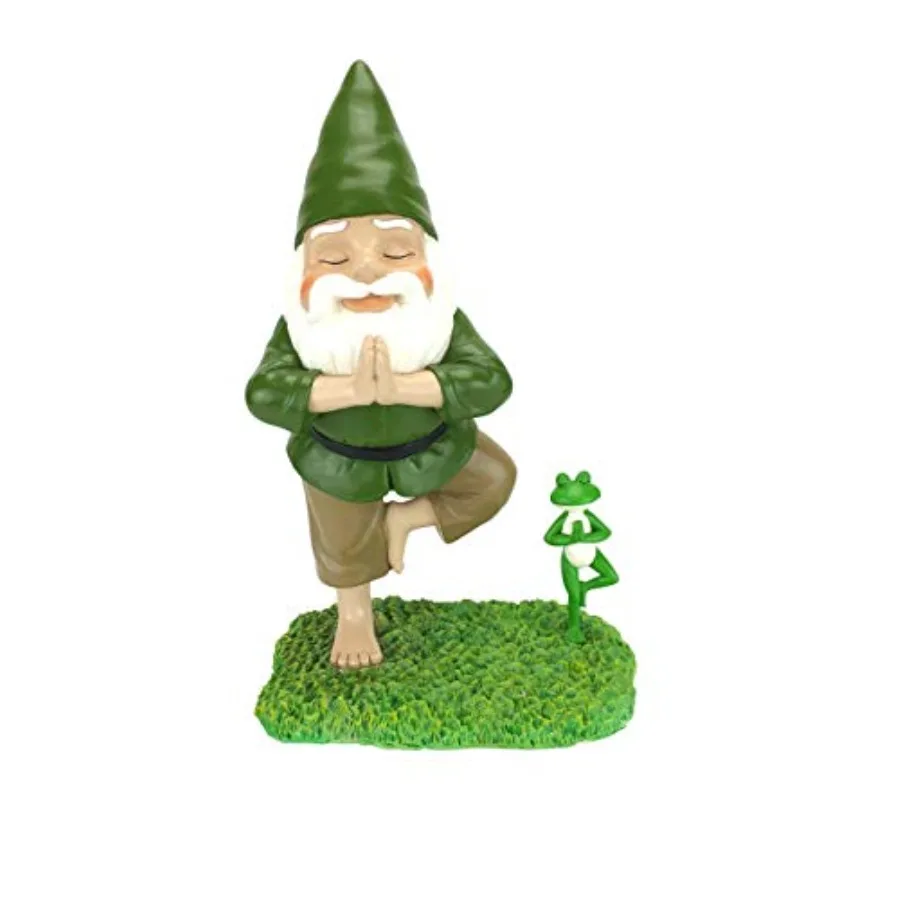 

Zen Gnome and Zen Frog - Tree Pose Tranquility and Peacefulness for Your Fairy Garden and Garden Gnomes A Large 11" Inches Tall