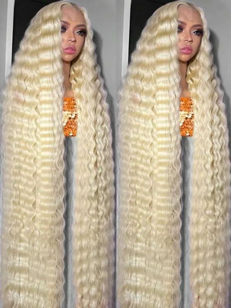 613 perruques avant en dentelle vague profonde 13x4 HD perruques frontales en dentelle pré plumées avec des cheveux de bébé 250% densité miel blond perruques bouclées 30 pouces