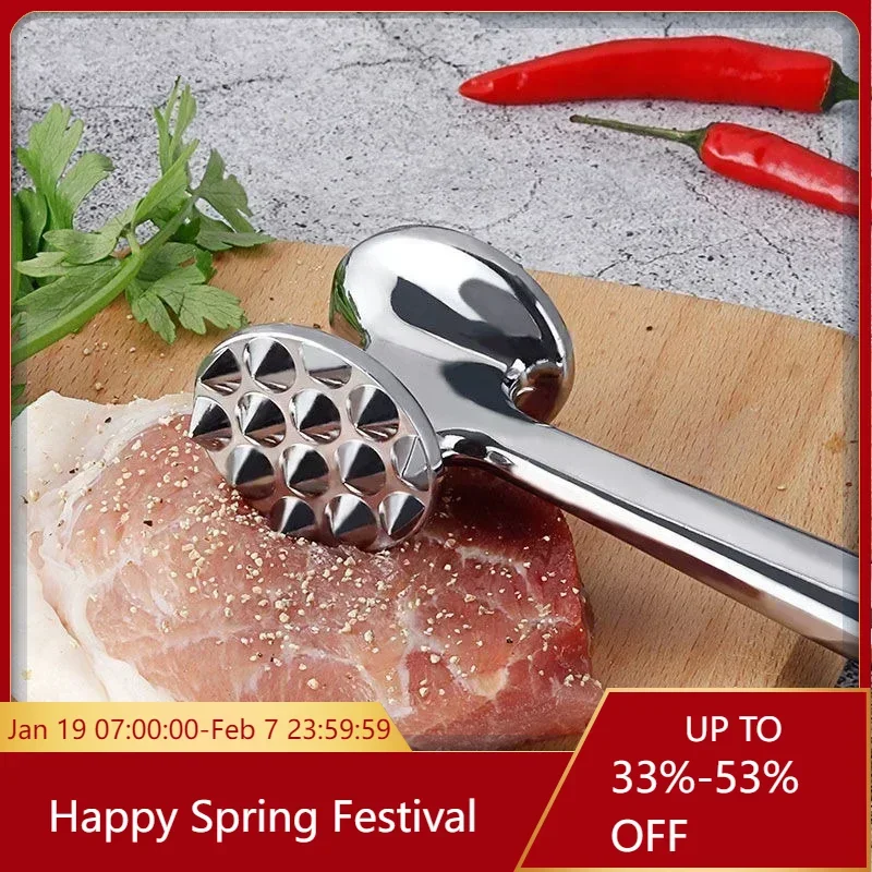 

1Pcs Meat Hammer Zinc Alloy Double-Sided Steak Pork Chop Beef Loose Meat Hammer Comfort Grip Handle Household Kitchen Gadgets