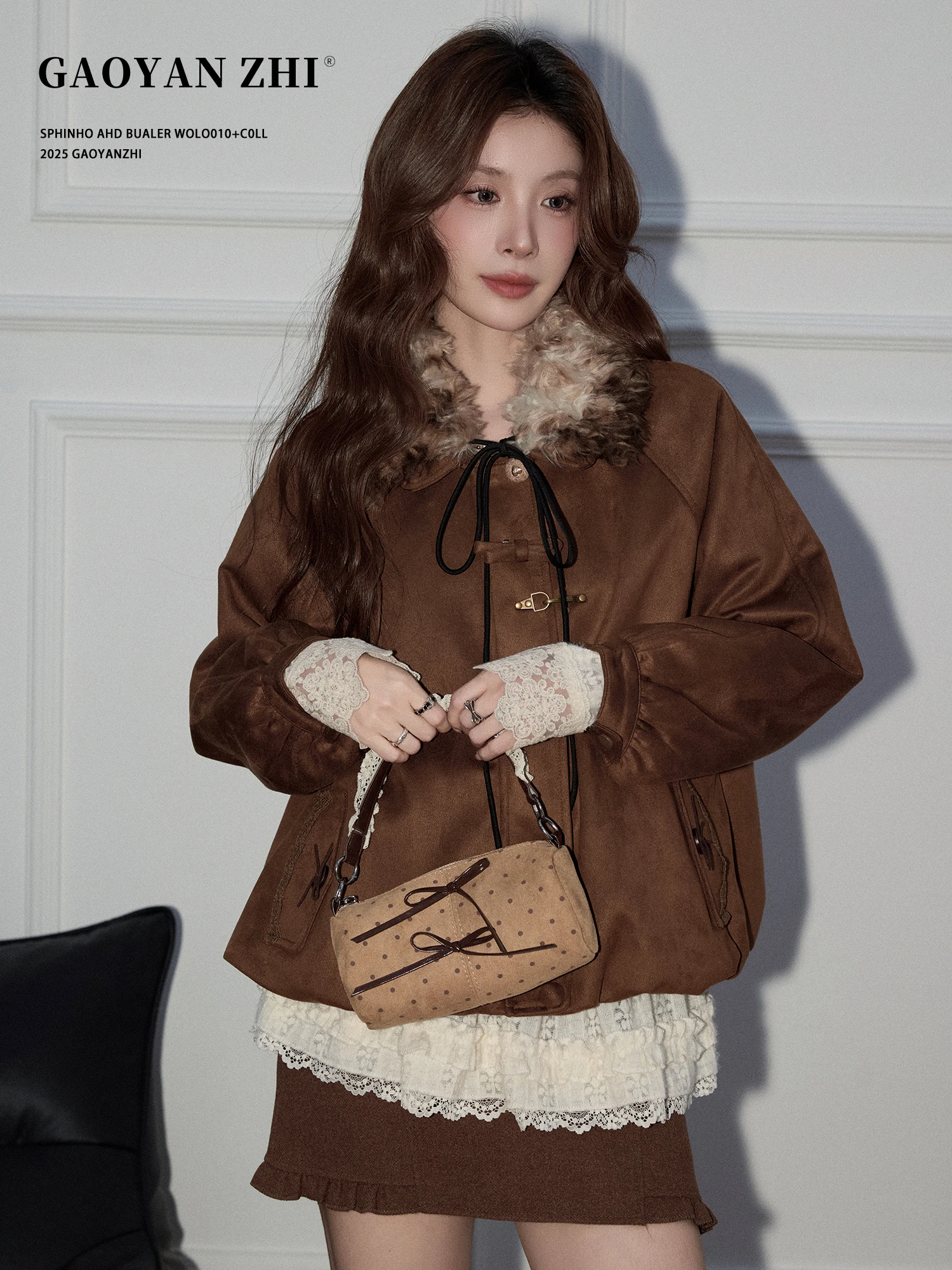 

Женское осенне-зимнее пальто High Yanyan Beautiful Reed Coffee ort с узлом, в милом школьном стиле, с ощущением роскоши