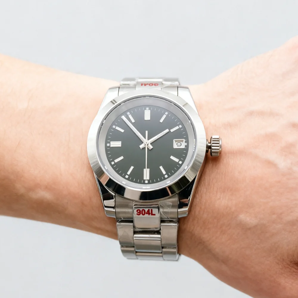 39mm 904L Steel New NH35 Automatic Mechanical Watch for Men White Dial Sapphire Crystal Luminous Waterproof Business Wristwatch