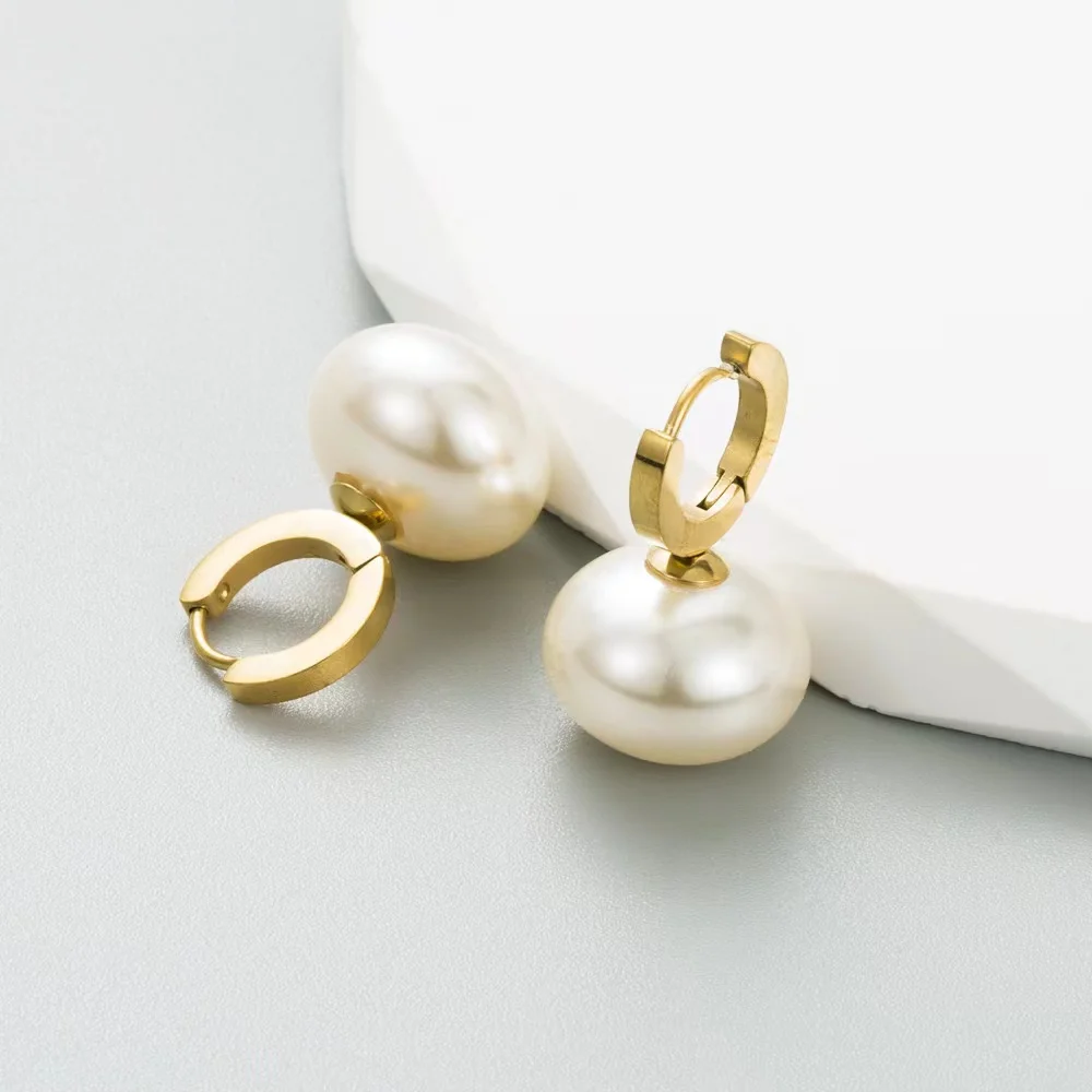 EILIECK 316L Stainless Steel Pearl Earrings For Women Fashion New Holiday Gift Gold Color Waterproof Ear JewelryBijoux Серьги