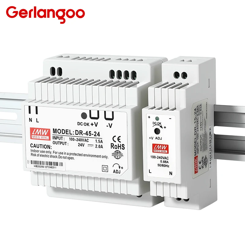15W 30W 45W 60W Single Output DC 5V 12V 24V Industrial Din Rail Power Supply Switch Input 100-240VAC DR-15 DR-30 DR-45 DR-60