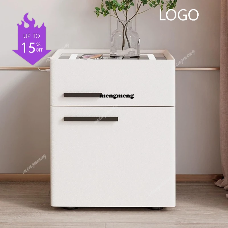 D80 Smart Bedside Table Charging Station LED Light USB Ports Wireless Charger Multifunctional Bedside Table Bedroom Concealed Sa