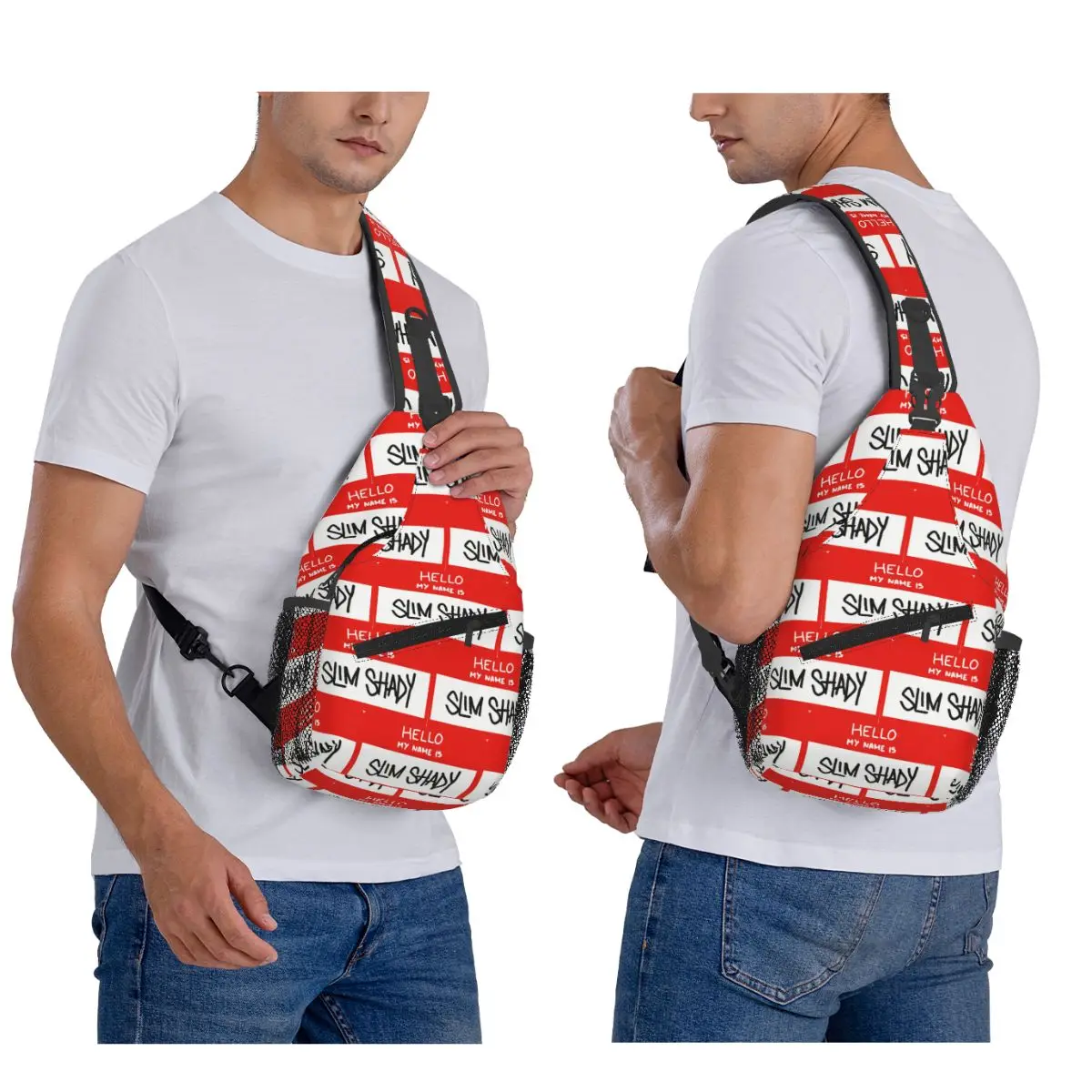 

Hello My Name Is Slim Shady Eminem Chest Bag Men Sling Crossbody Backpack Chest Bag Travel Hiking Daypack Shoulder Bag