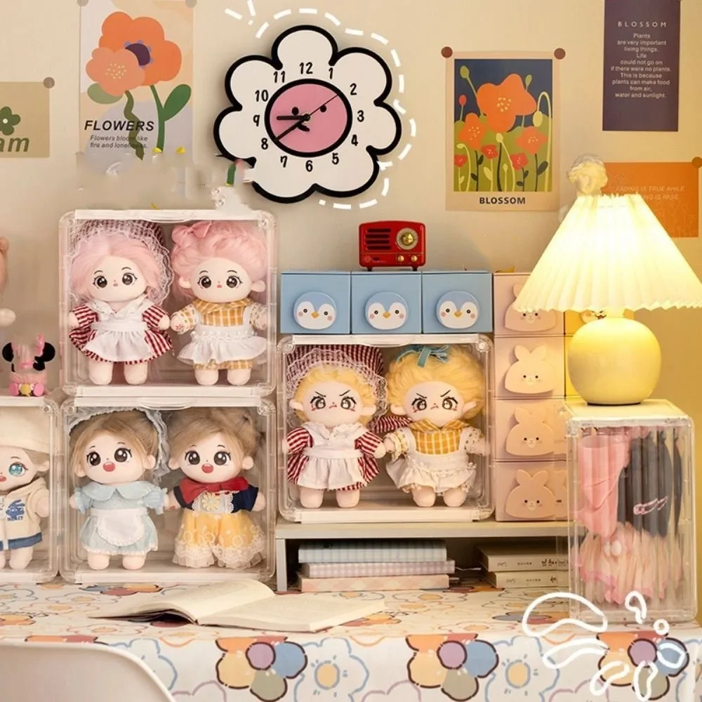 

Transparent 20cm Cotton Doll Storage Box Large Capacity Diy Hand-made Plush Doll Display Stand Clear Waterproof