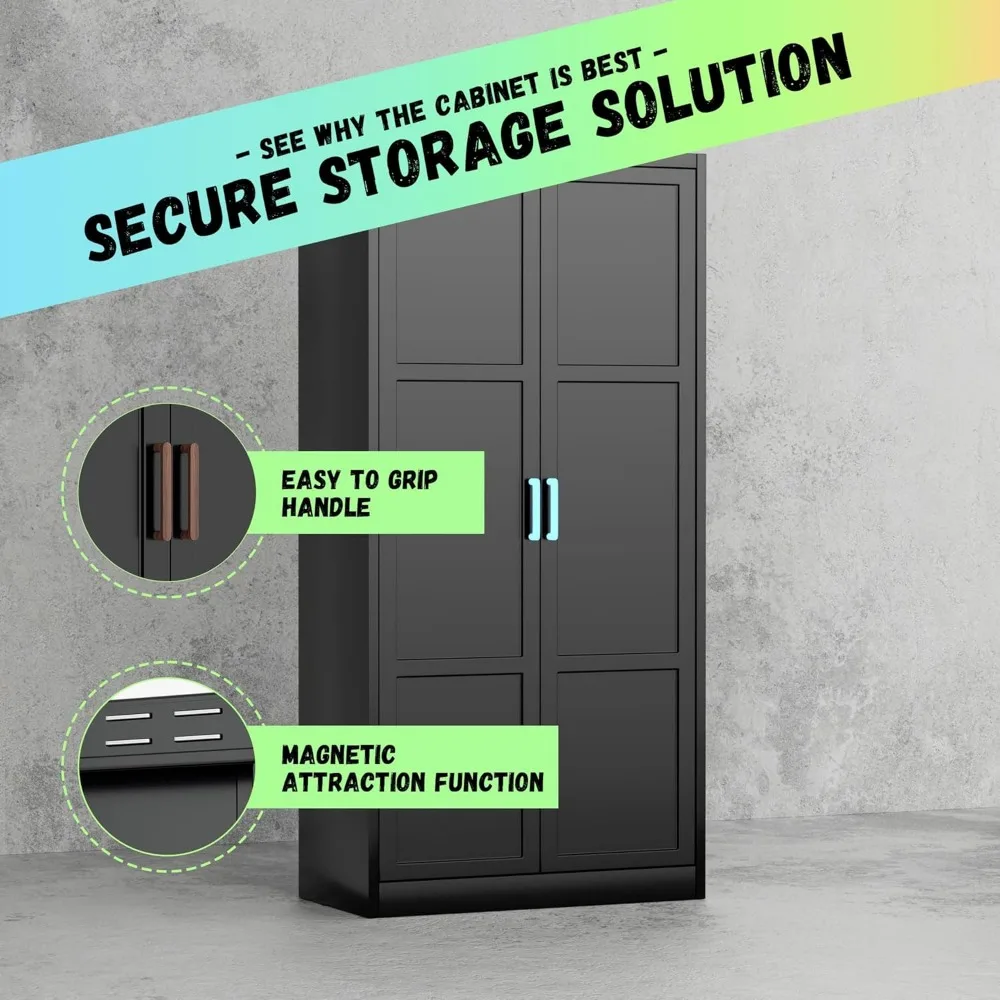 خزائن معدنية كبيرة مع قضيب تعليق وأرفف قابلة للتعديل لتخزين الملابس، مثالية للاستخدام المنزلي والمكتبي #4