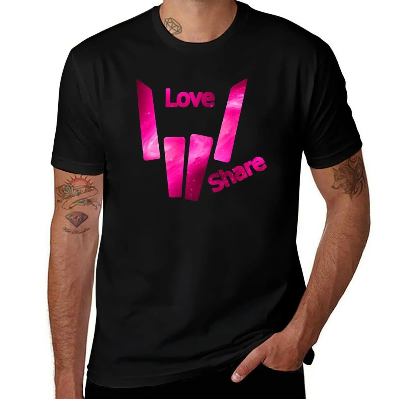 share Love pink Galaxy T-Shirt Quick Dry Fishing T-Shirt