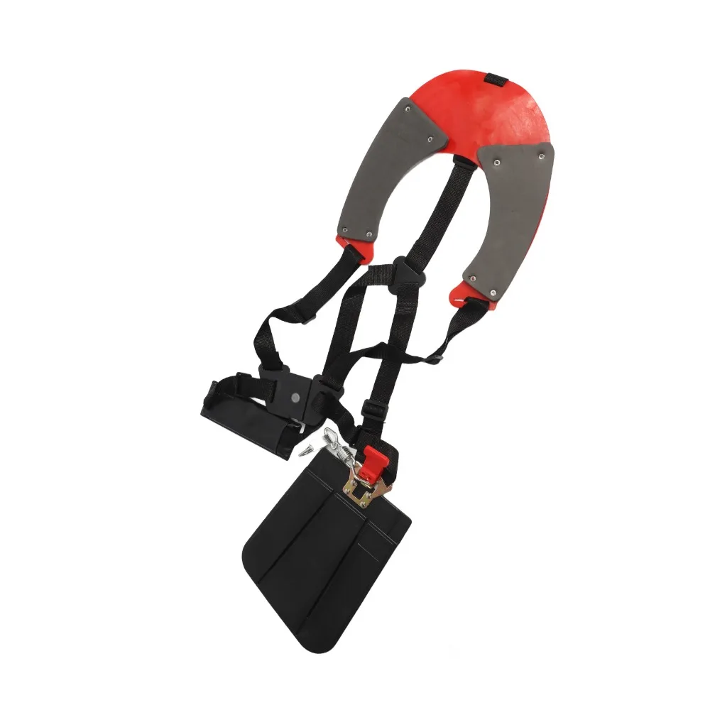 Professional Nylon Double Shoulder Strap Heavy Duty Black and Red Trimmer Harness Adjustable Padded Weed Eater Strap