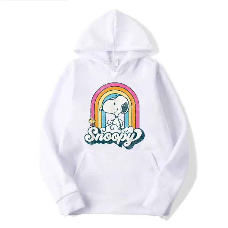 

Snoopy Woodstock Retro Rainbow Cloud Men Hoodie Cartoon Fashion Women Oversized Sweatshirt Top Spring Autumn Couple Pullover