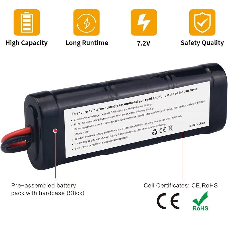 7.2V High-Capacity NiMH 5000mAh RC Battery Compatible with Banana Connector for Redcat Racing Vehicles