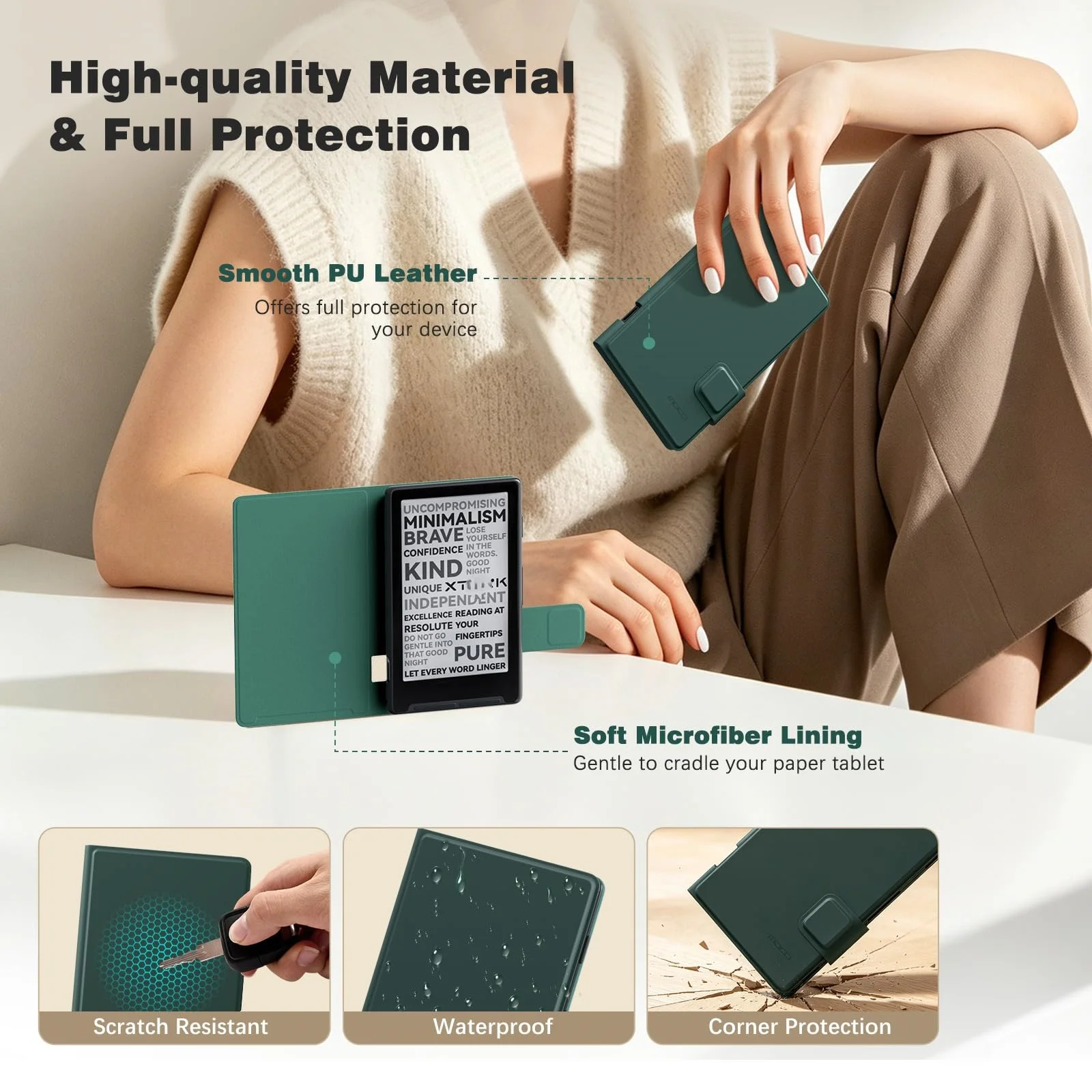 MoKo Magnetische Hülle für X4 E-Reader 4,3 Zoll, ultraleichte, schlanke Folio-Hülle aus Premium-PU-Leder für X4 Pocket E-Book Reader – Detail 8