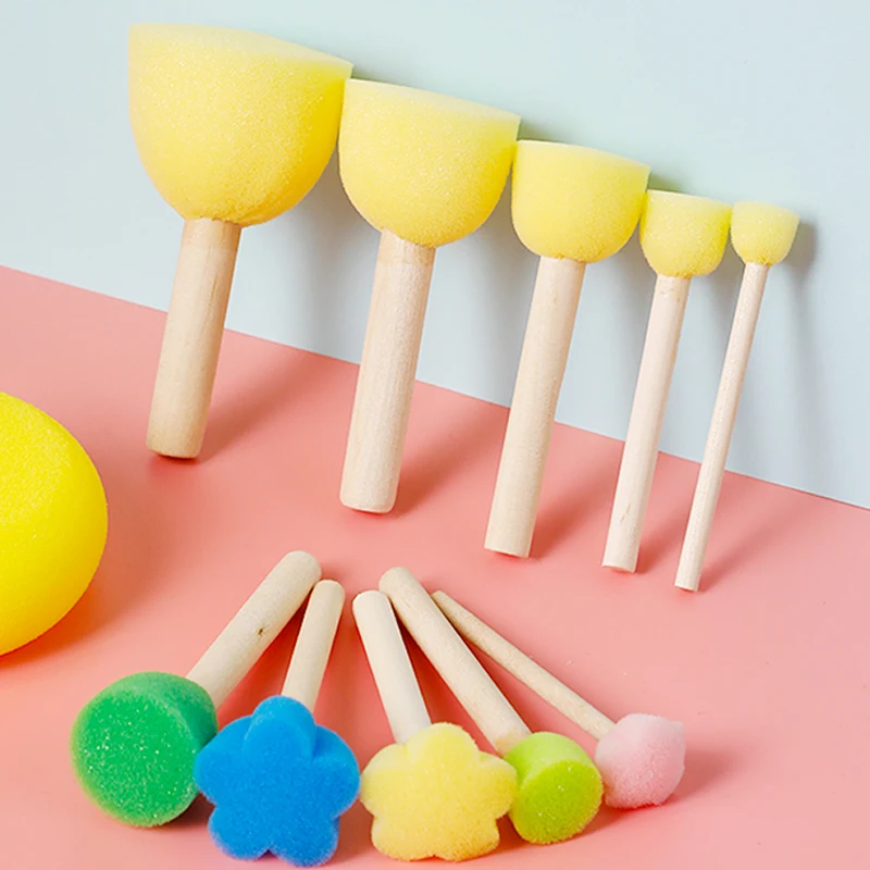 5pcs Children Drawing Toy Painting Sponge Mushroom Head Parent-child Interaction Brain-boosting Toys Soft Easy to Color TMZ