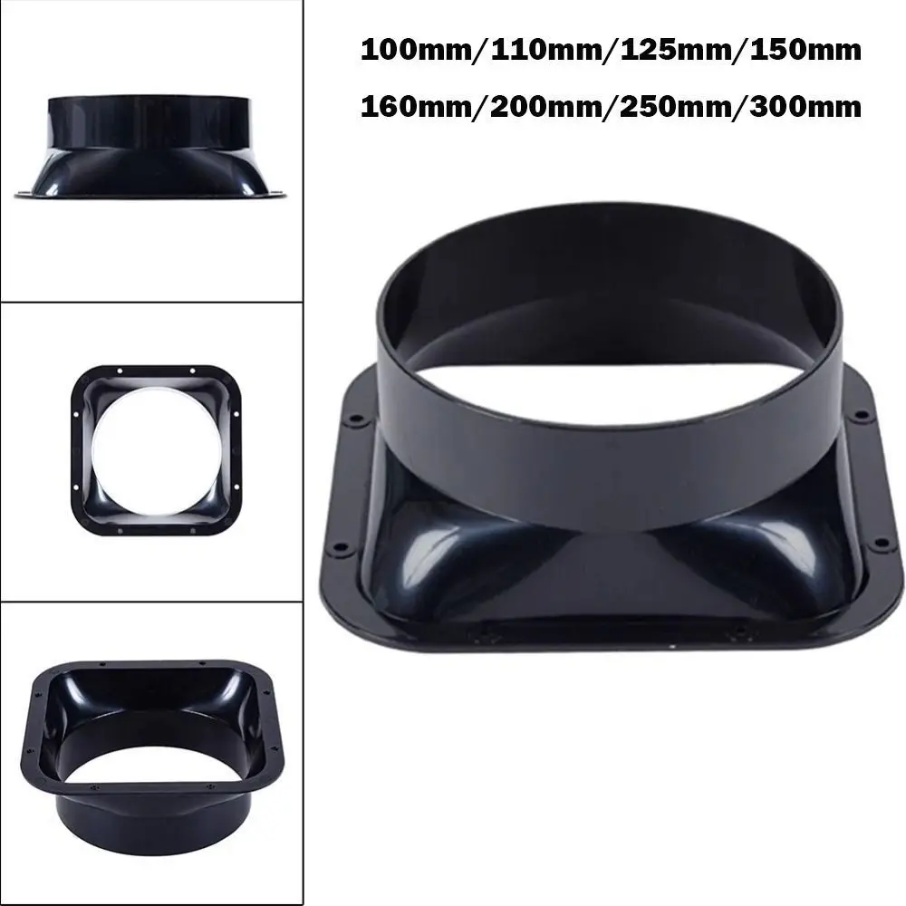 Fan Connection ABS Wall Flange Connector Black 100-300MM Ventilation Pipe Joint Exhaust Pipe Connector Kitchen