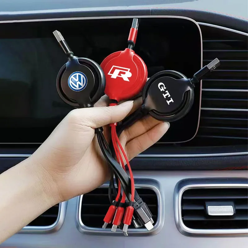 

Автомобильный USB-кабель для быстрой зарядки и передачи данных Micro Type-C Lightning 3 в 1 для VW GTI Polo Golf Passat Tiguan Arteon Touareg Taigo Caddy ID.3