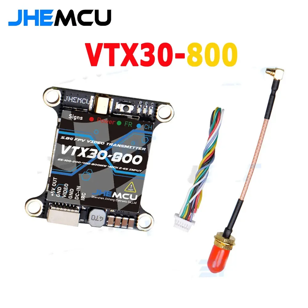 

JHEMCU VTX30-800 VTX5848 LITE 40CH 5.8G 25/100/200/400/800mW Switchable VTX Video Transmitter Module OSD Control For FPV Drone