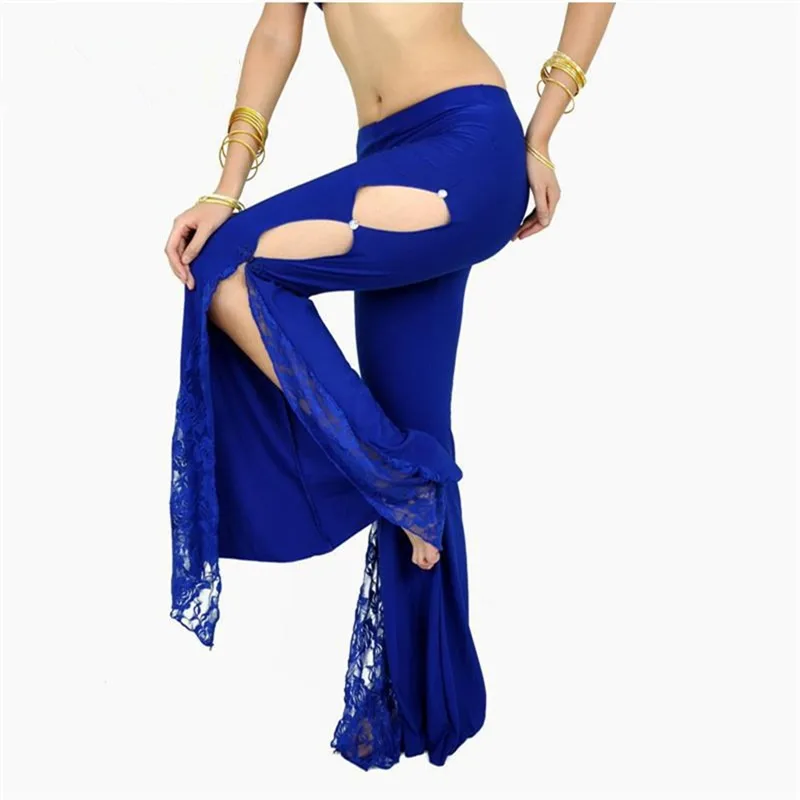Aangepaste buikdanskostuum kanten broek aan de zijkant Oosterse danspraktijk Outfit Slit oefenkleding