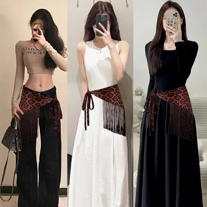 Fashion Women's Tassels Irregular Fringed Waist Belt Self Tied Fringed Bohemian Style Dress Belts Accessories
