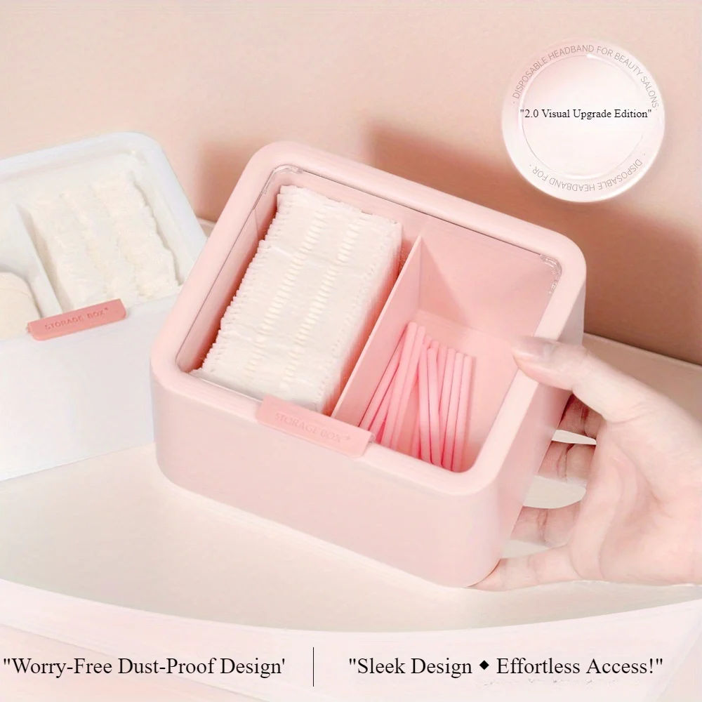 Transparent Lidded Storage Organizer Box – Eyelash Extension Tool Cart with Dust-Proof Desktop Compartments for Cosmetics