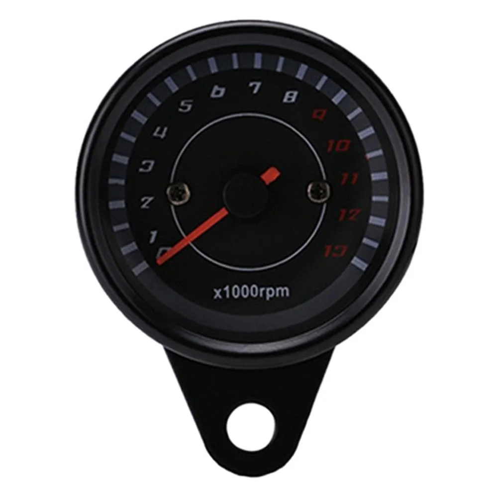 Motorcycle Tachometer with LED Illuminated Display for RPM Monitoring Easy Installation Pre Wired Cables 5.6x7cm Black