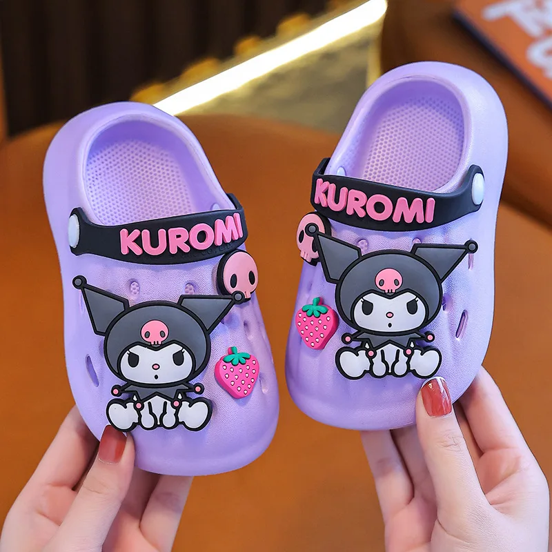 

Kawaii Sanrio Children Summer Slippers Anime Cartoon Kuromi Cinnamoroll Kid Indoor Slippers Home Non-Slip Flip-Flops Girl Gift
