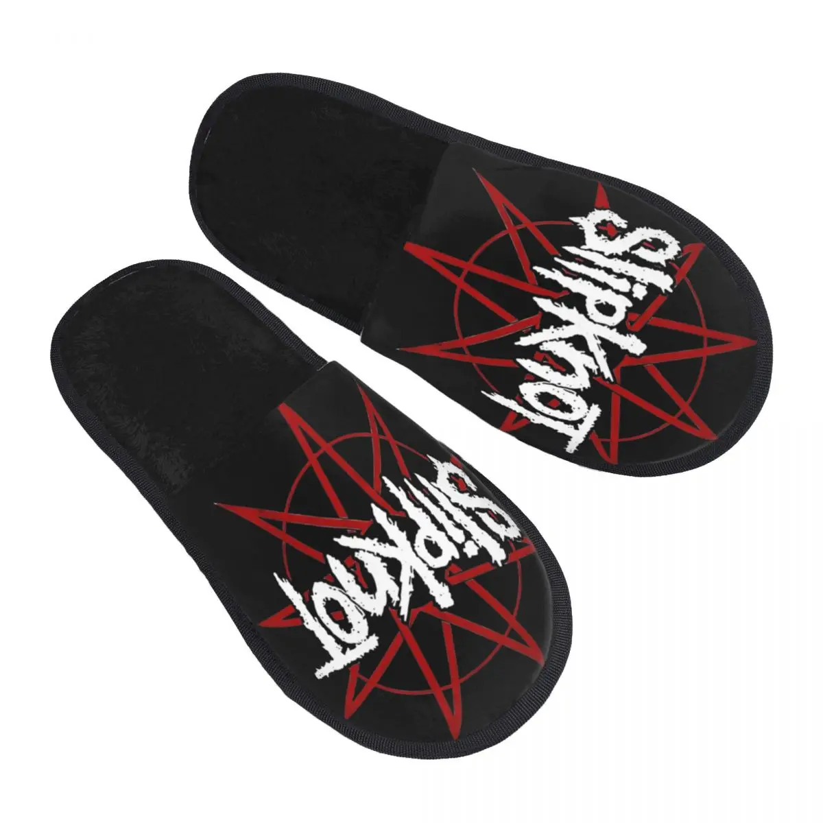 S-Slipknotting Home Cotton Slippers Non-skid Band Logo Soft Household Fur Slides Slippers Living Room