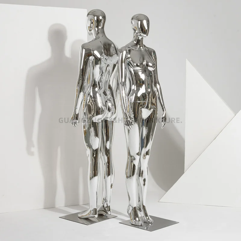 

Fashion Design Chromium Body Model Male Full Body Silver Plastic Dress Form Male Body Model Luxury Clothing Store 1 PCS